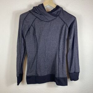Lululemon Think Fast Size 6 Hoodie Pullover Gray Herringbone Long Sleeve‎ Gym